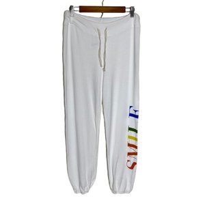 Sundry Anthropologie | White Rainbow "Smile" Joggers Sweatpants